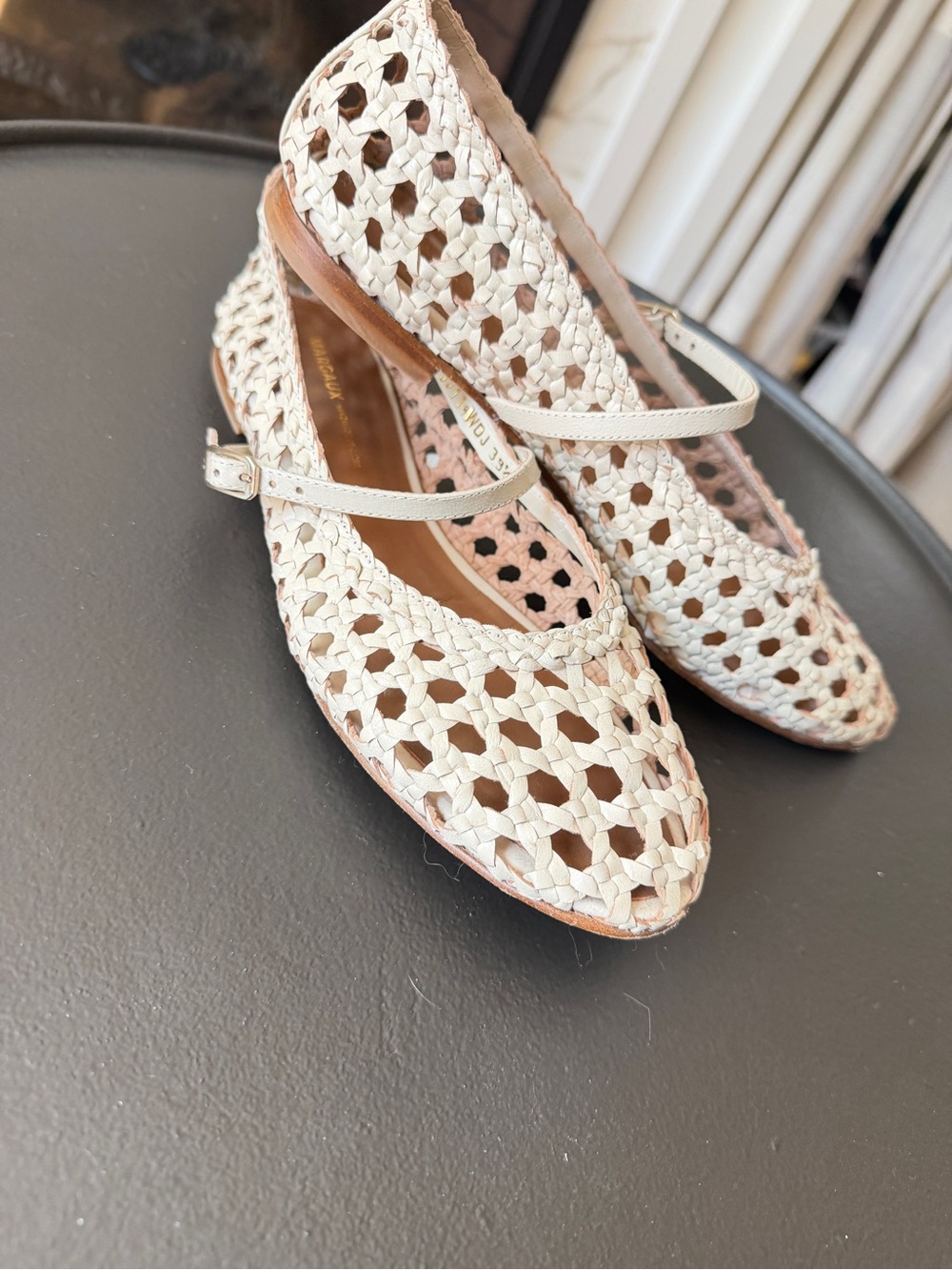Margaux Cream Woven Mary Jane Flats - Picture 3 of 7